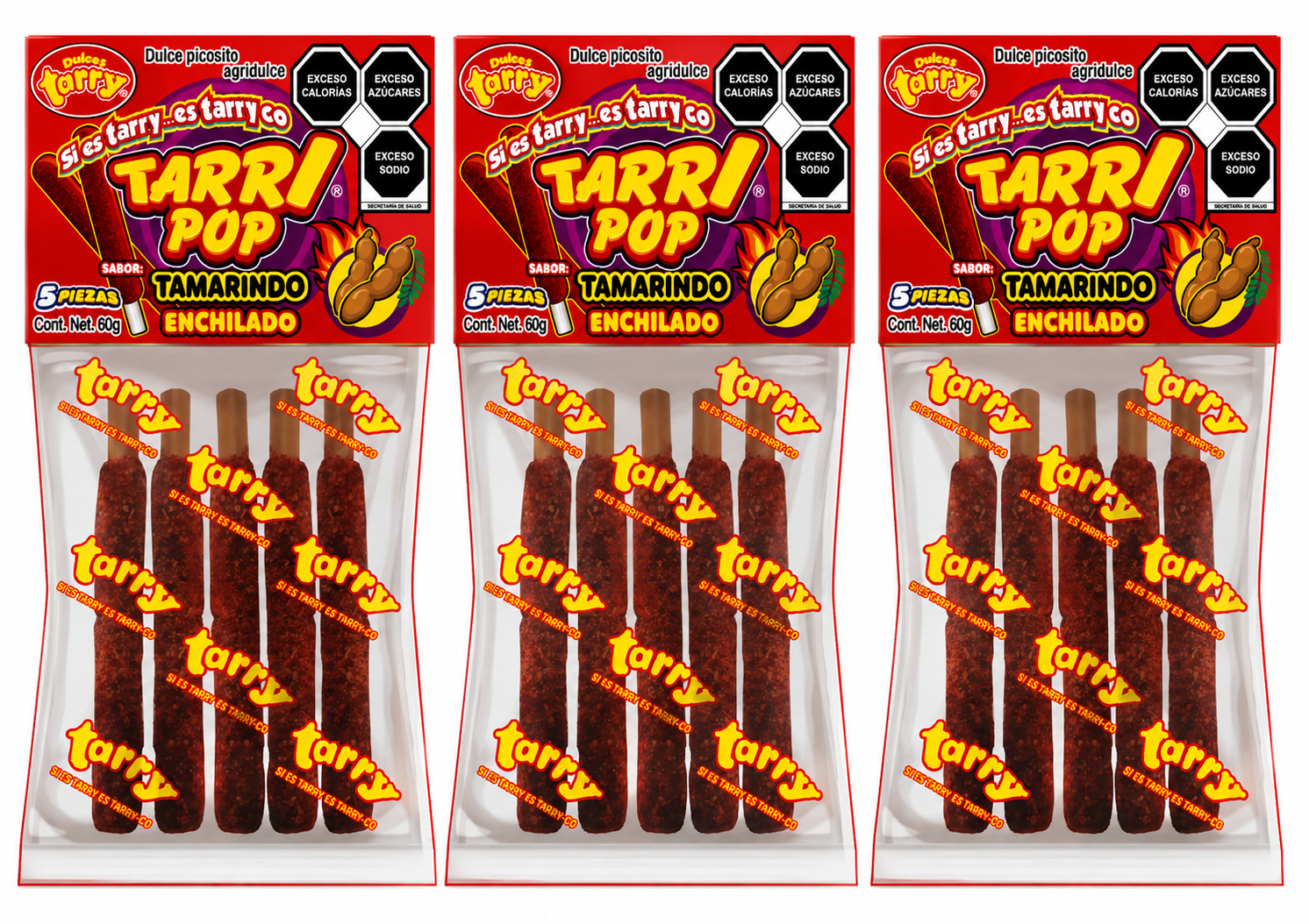 Tarry Pop Banderilla Tamarindo 3 Pack Total 15pz 180gr