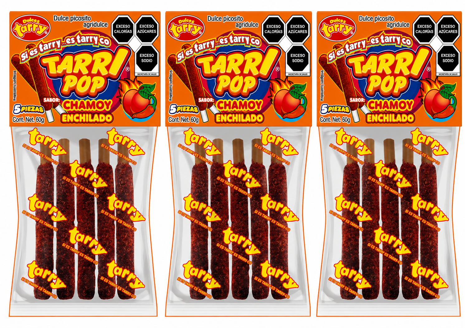 Tarry Pop Banderilla Chamoy 3 Pack Total 15pz 180gr