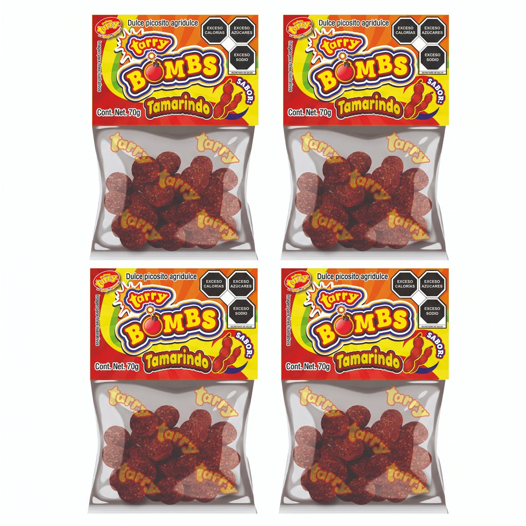 Tarry Bombs Tamarindo 4 Packs 280gr Bolitas Dulce Enchilado