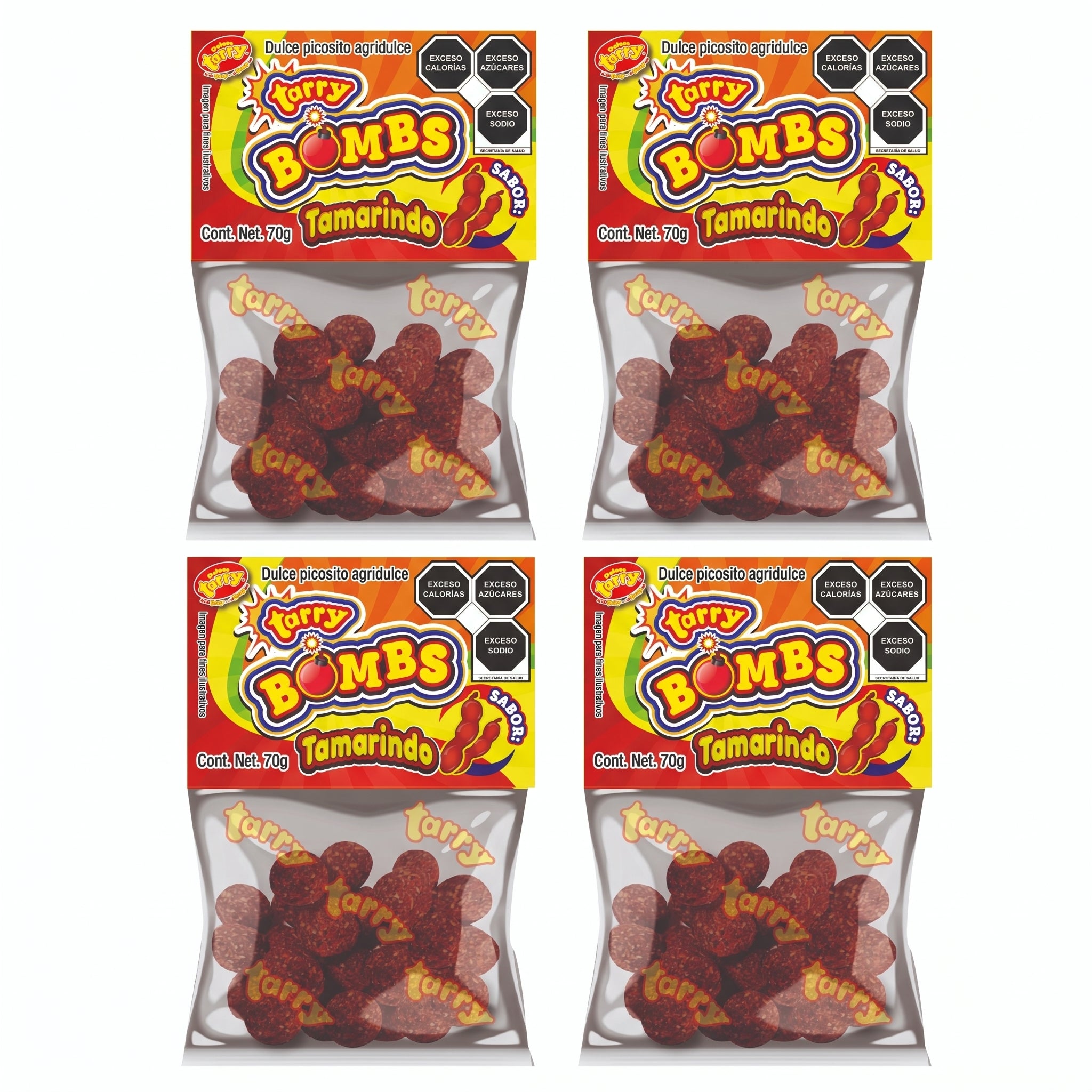 Tarry Bombs Tamarindo 4 Packs 280gr Bolitas Dulce Enchilado