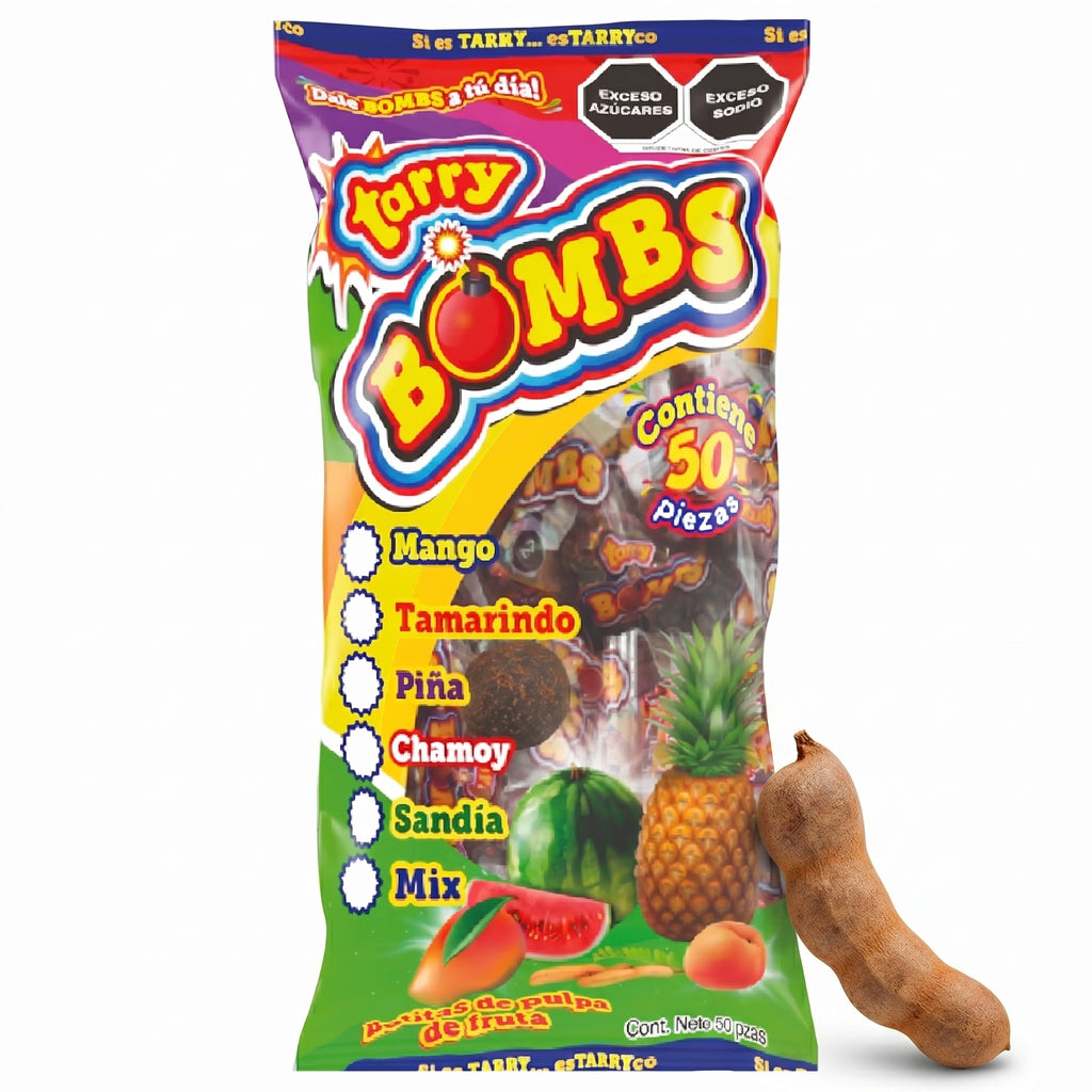 Bolsa Tarry Bombs Tamarindo 218gr 50pz Bolitas De Chile