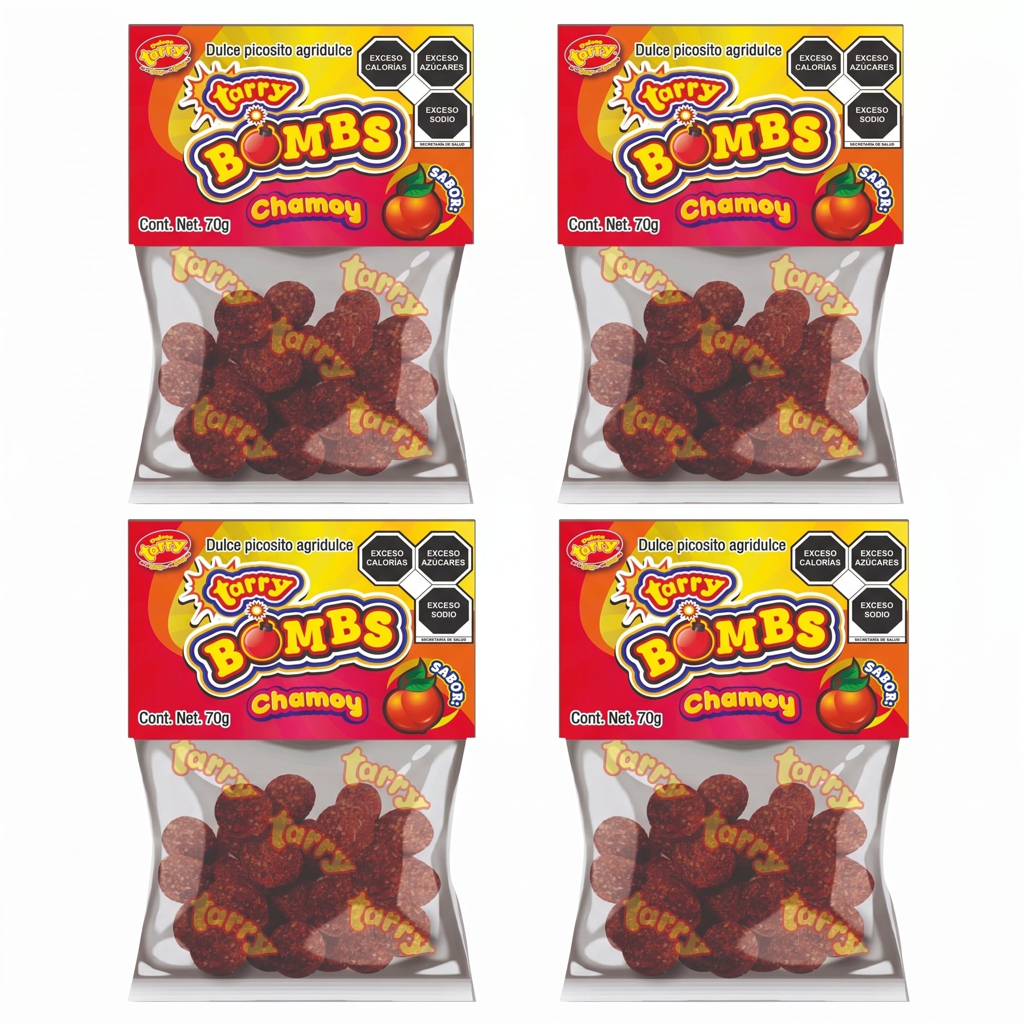 Tarry Bombs Chamoy 4 Packs 280gr Bolitas Dulce Enchilado
