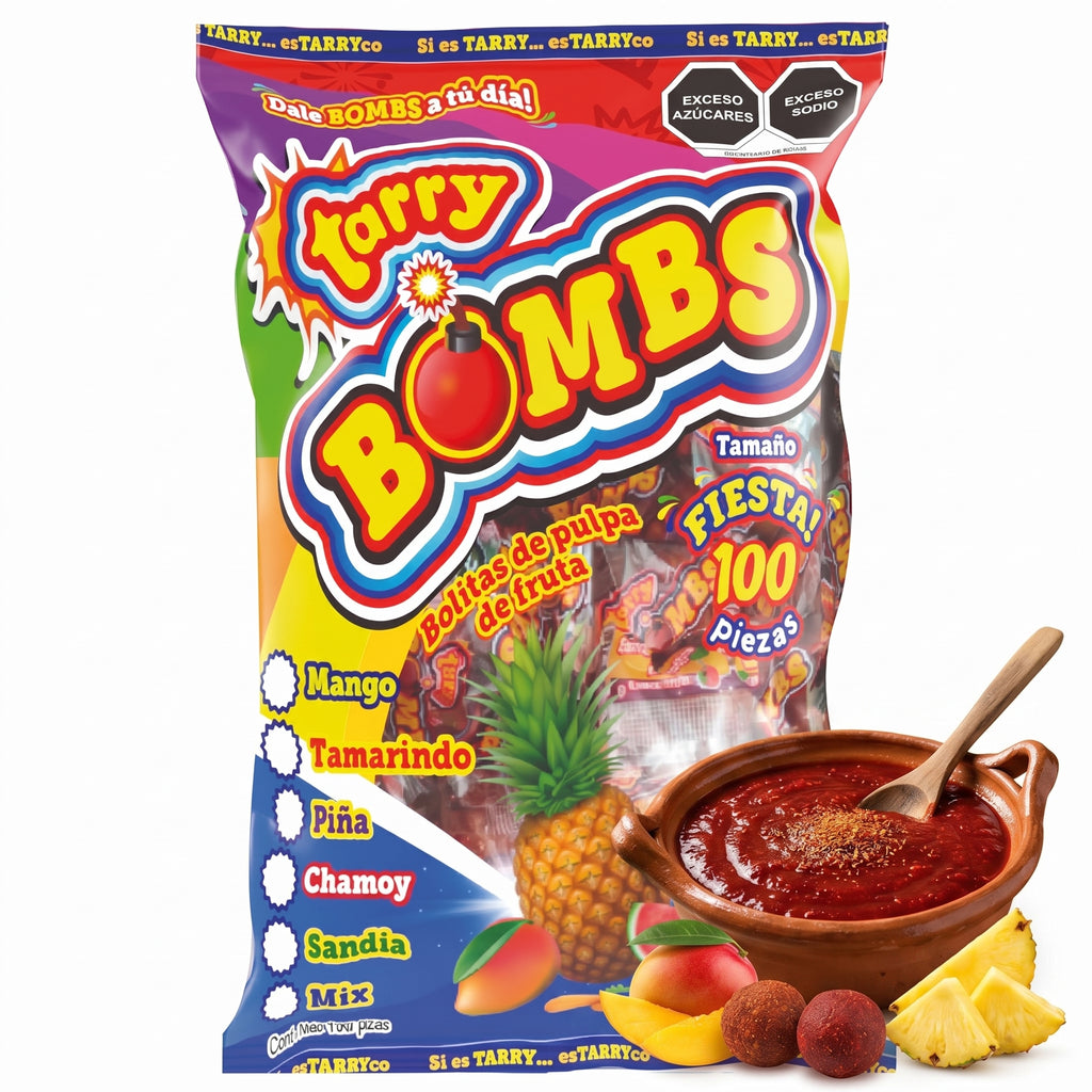 Bolsa Tarry Bombs Chamoy 413gr 100pz Bolitas De Chile
