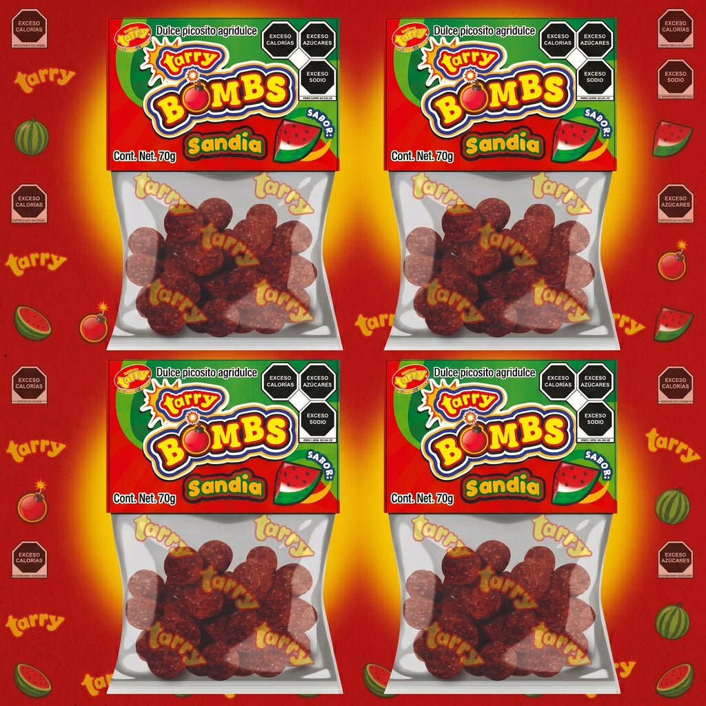 Tarry Bombs Sandia 4 Packs 280gr Bolitas Dulce Enchilado