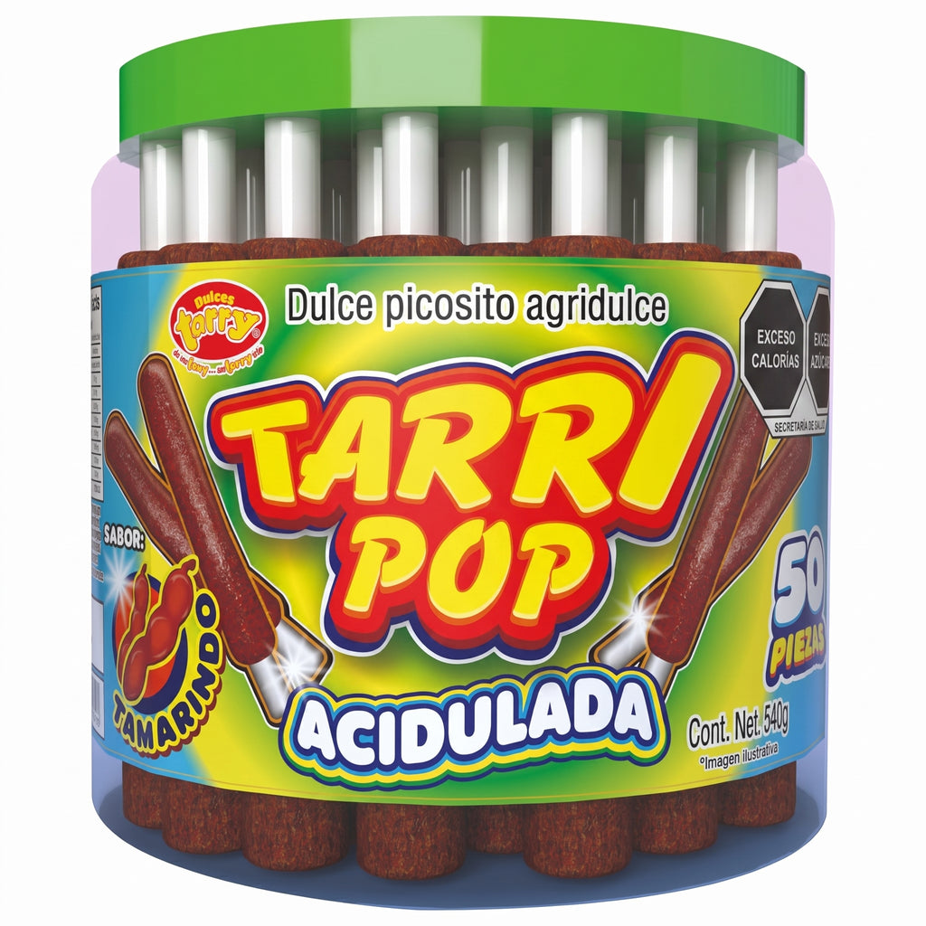 Tarrypop Vitrolero Banderilla Tamarindo Acidulado 50pz 540gr