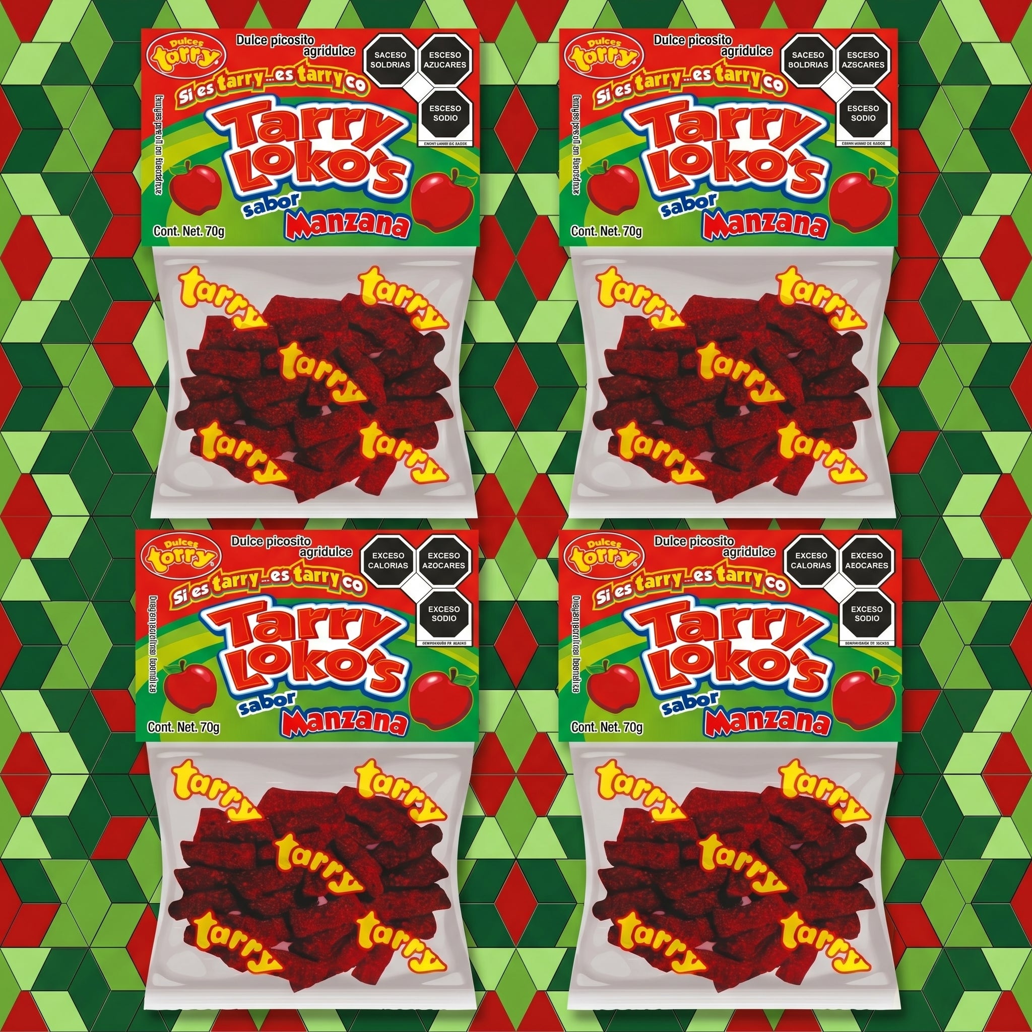 Tarry Lokos Manzana Chile 4packs 280gr Trocitos Enchilados