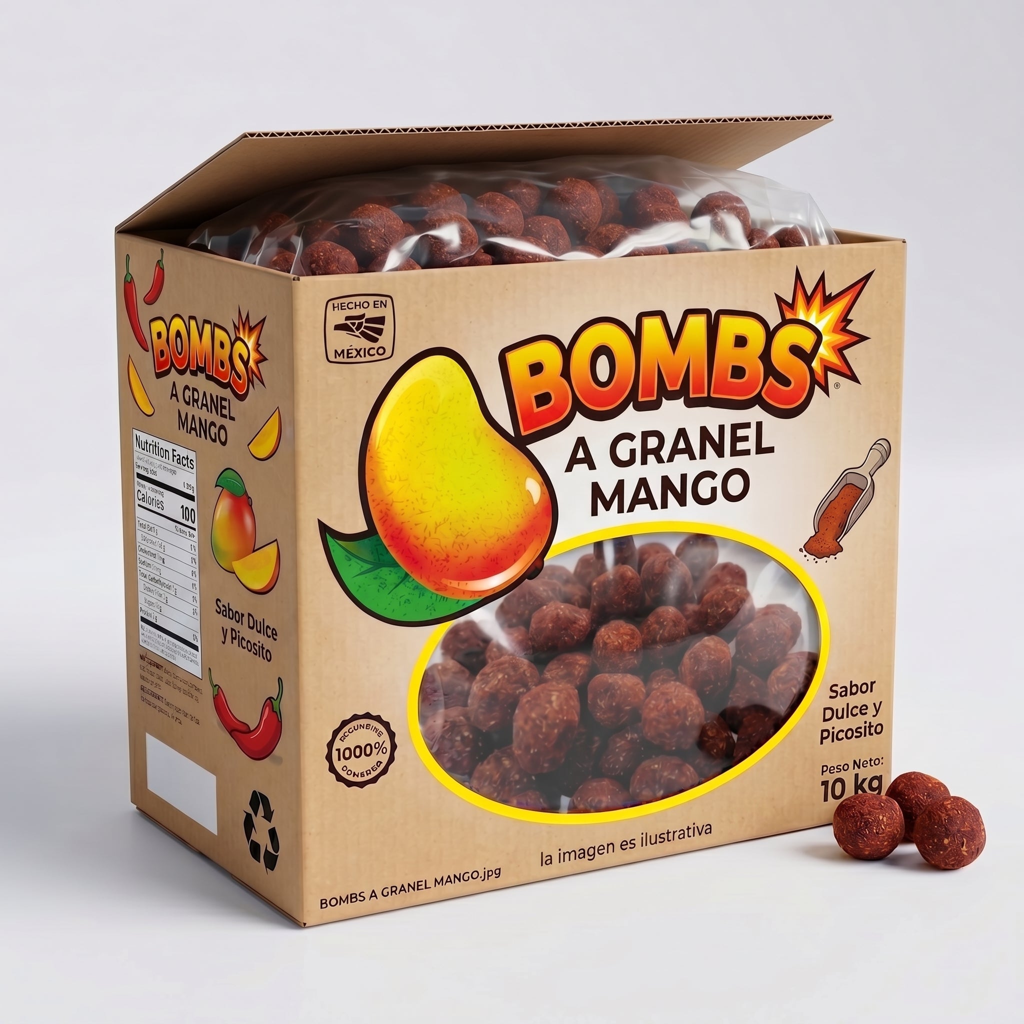 Caja A Granel Tarry Bombs Mango 10kg Bolitas De Chile