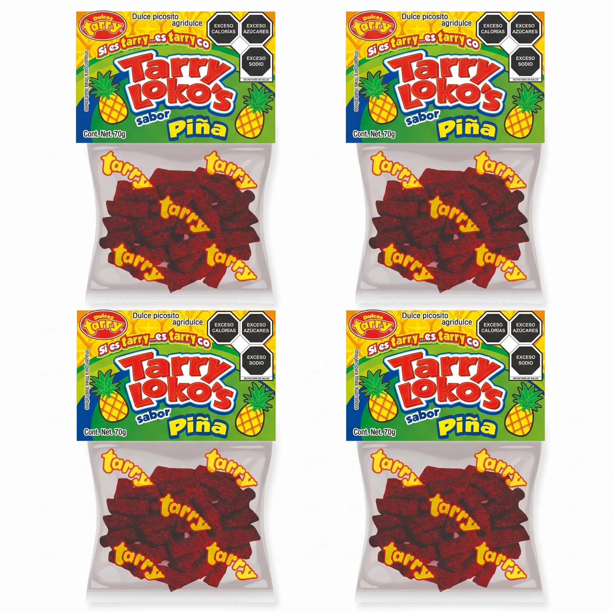 Tarry Lokos Piña Chile 4packs 280gr Trocitos Enchilados
