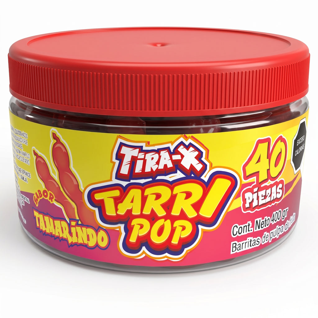 Vitrolero Tira-x Tarrypop Tamarindo Chile 400gr 40pz