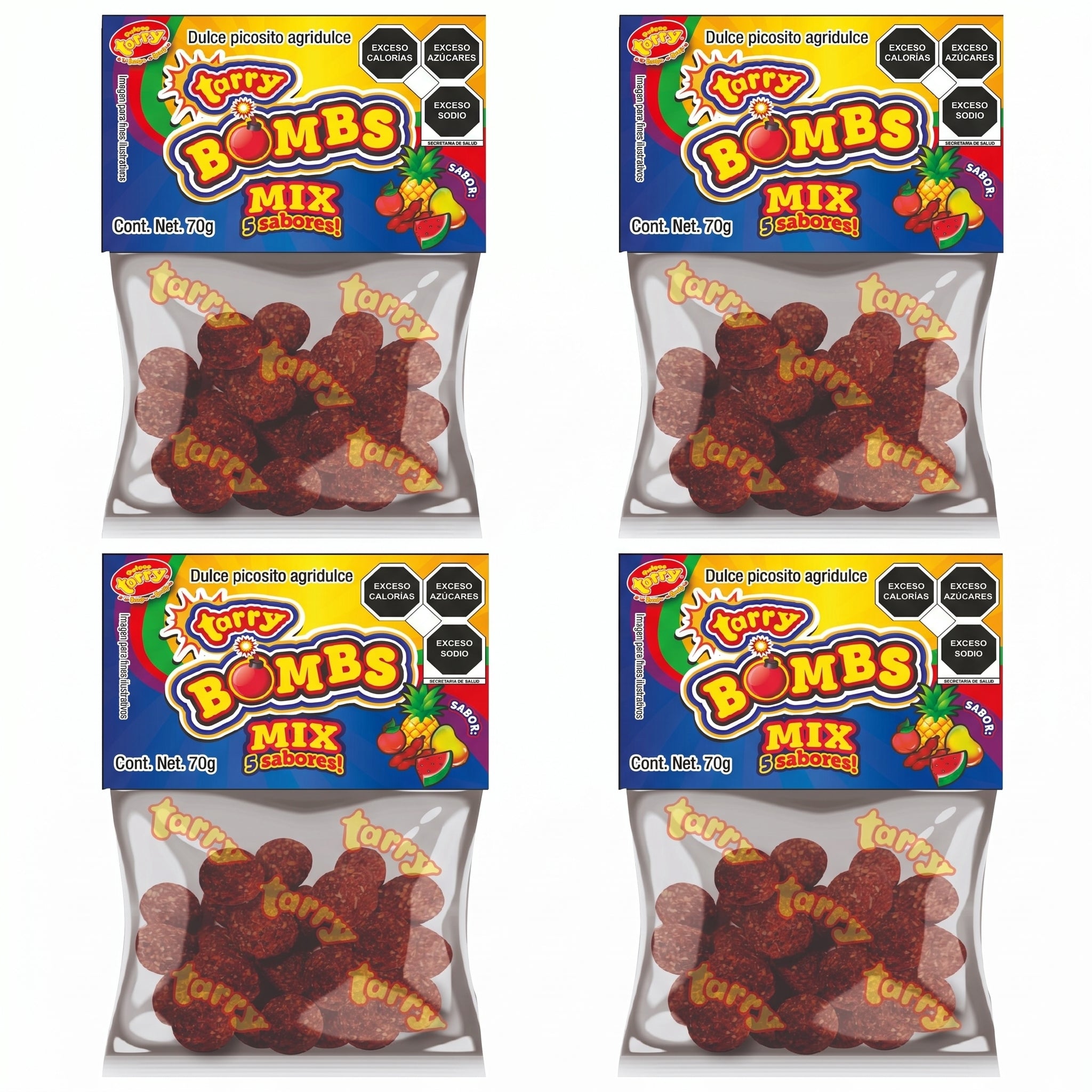 Tarry Bombs Mix 4 Packs 280gr Bolitas Dulce Enchilado