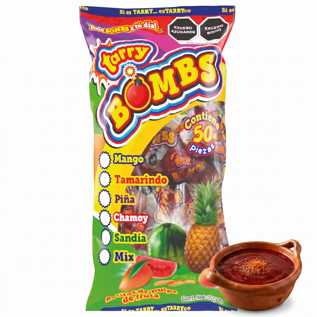 Bolsa Tarry Bombs Chamoy 218gr 50pz Bolitas De Chile