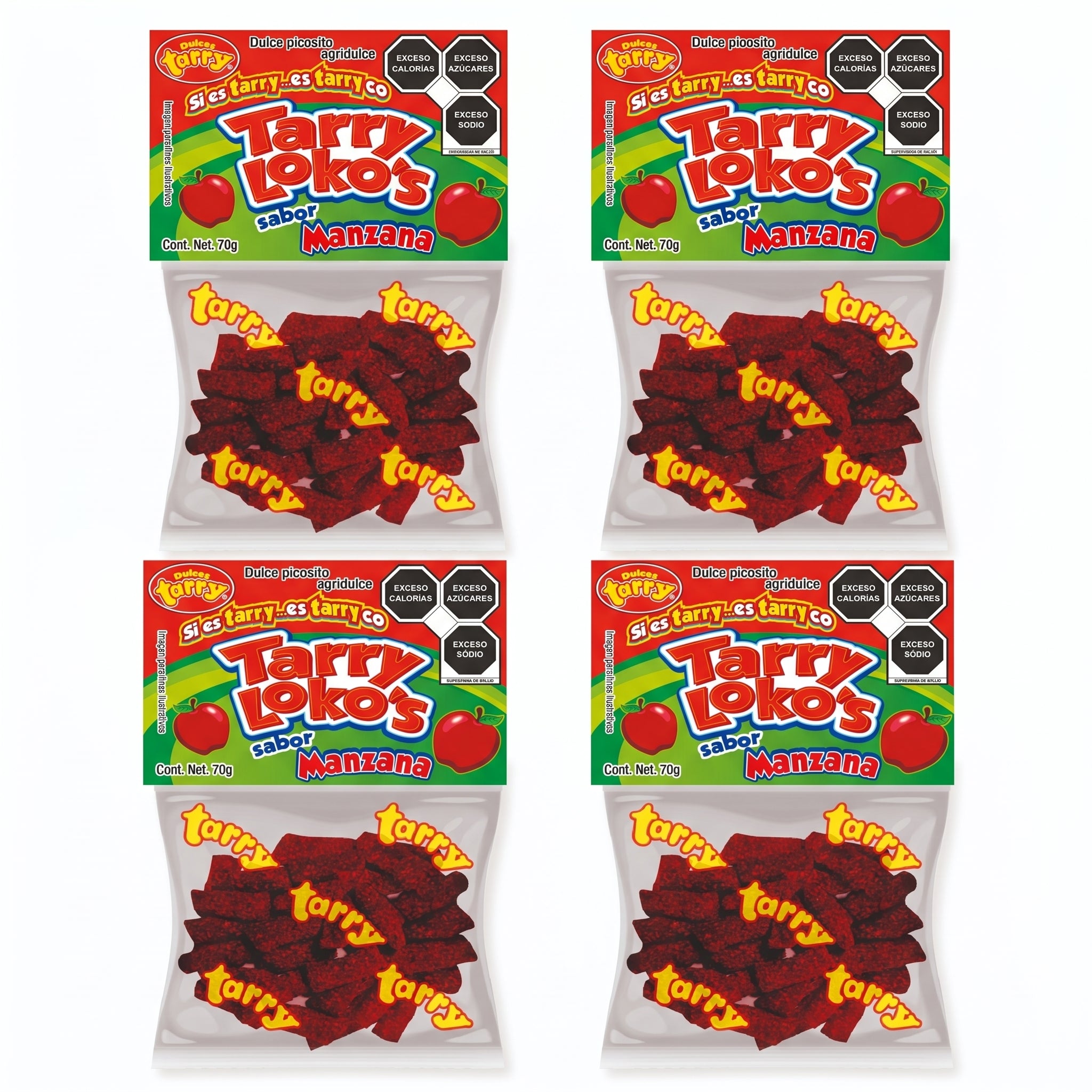 Tarry Lokos Manzana Chile 4packs 280gr Trocitos Enchilados