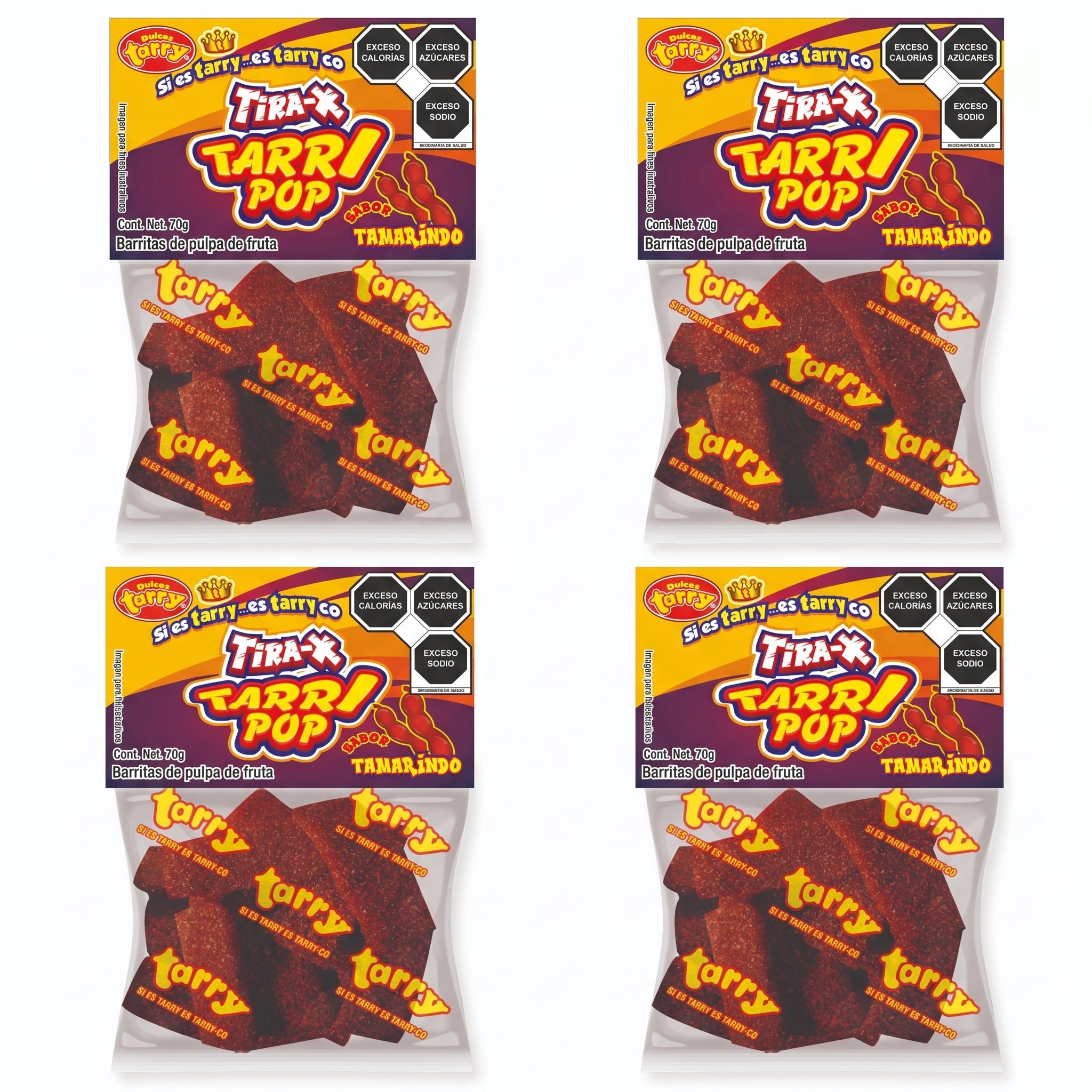 Tira-x Tarrypop Tamarindo Chile 4 Packs 280gr