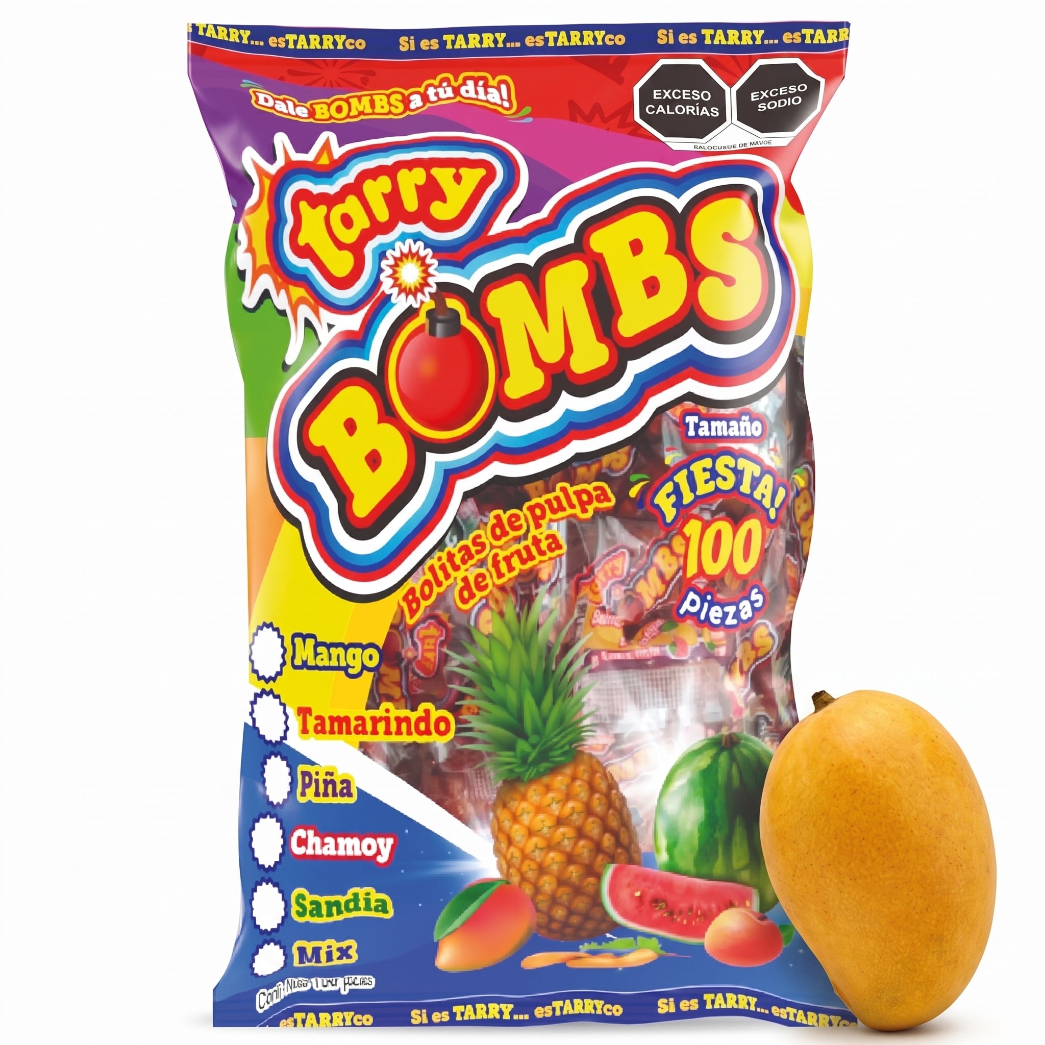 Bolsa Tarry Bombs Mango 413gr 100pz Bolitas De Chile