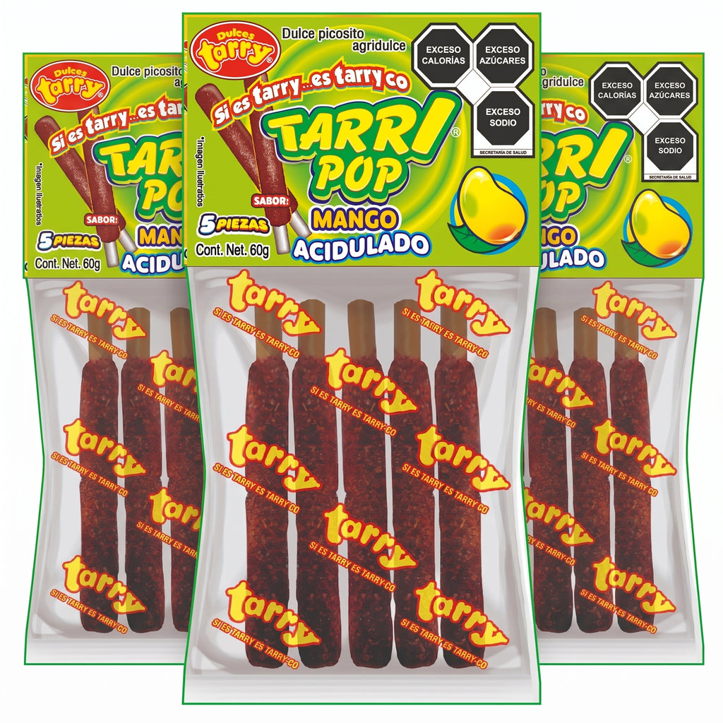 Tarry Pop Banderilla Mango Acidulado 3pack Total 15pz 180gr