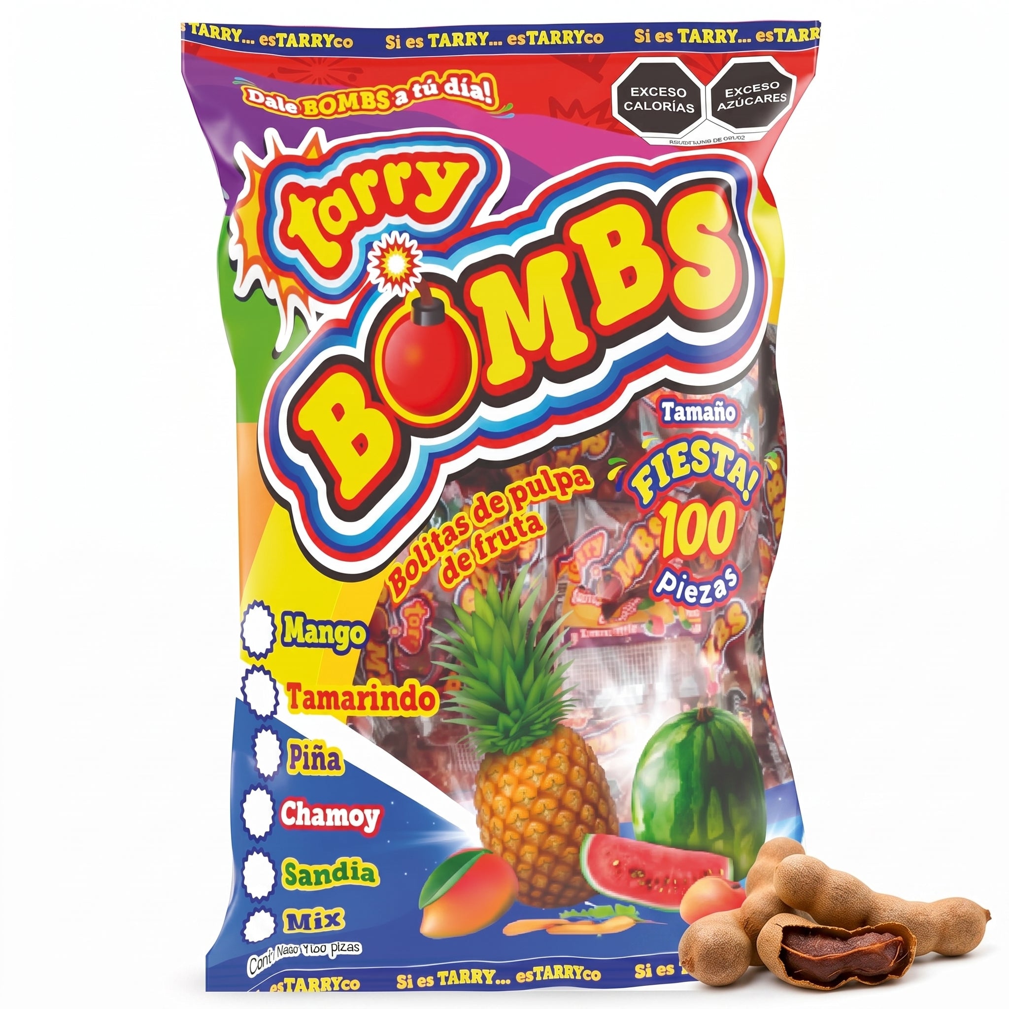 Bolsa Tarry Bombs Tamarindo 413gr 100pz Bolitas De Chile