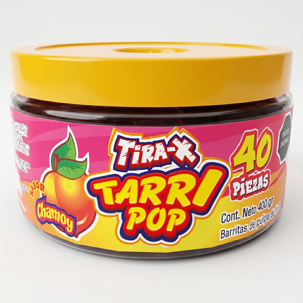 Vitrolero Tira-x Tarrypop Chamoy Chile 400gr 40pz