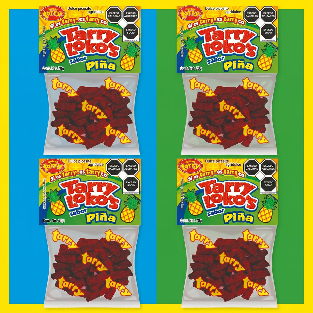 Tarry Lokos Piña Chile 4packs 280gr Trocitos Enchilados