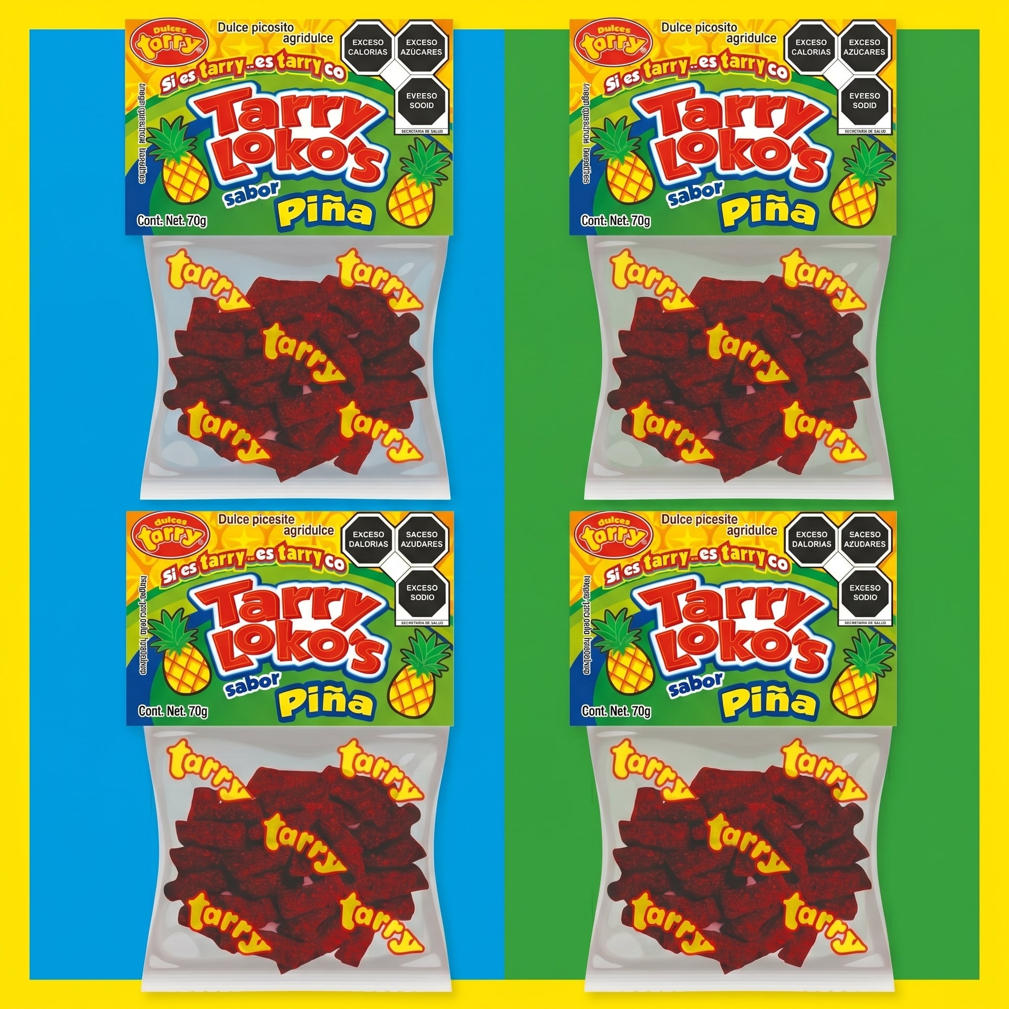 Tarry Lokos Piña Chile 4packs 280gr Trocitos Enchilados