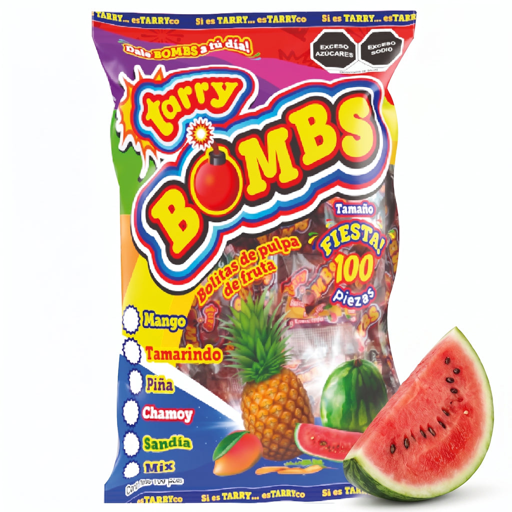 Bolsa Tarry Bombs Sandía 413gr 100pz Bolitas De Chile