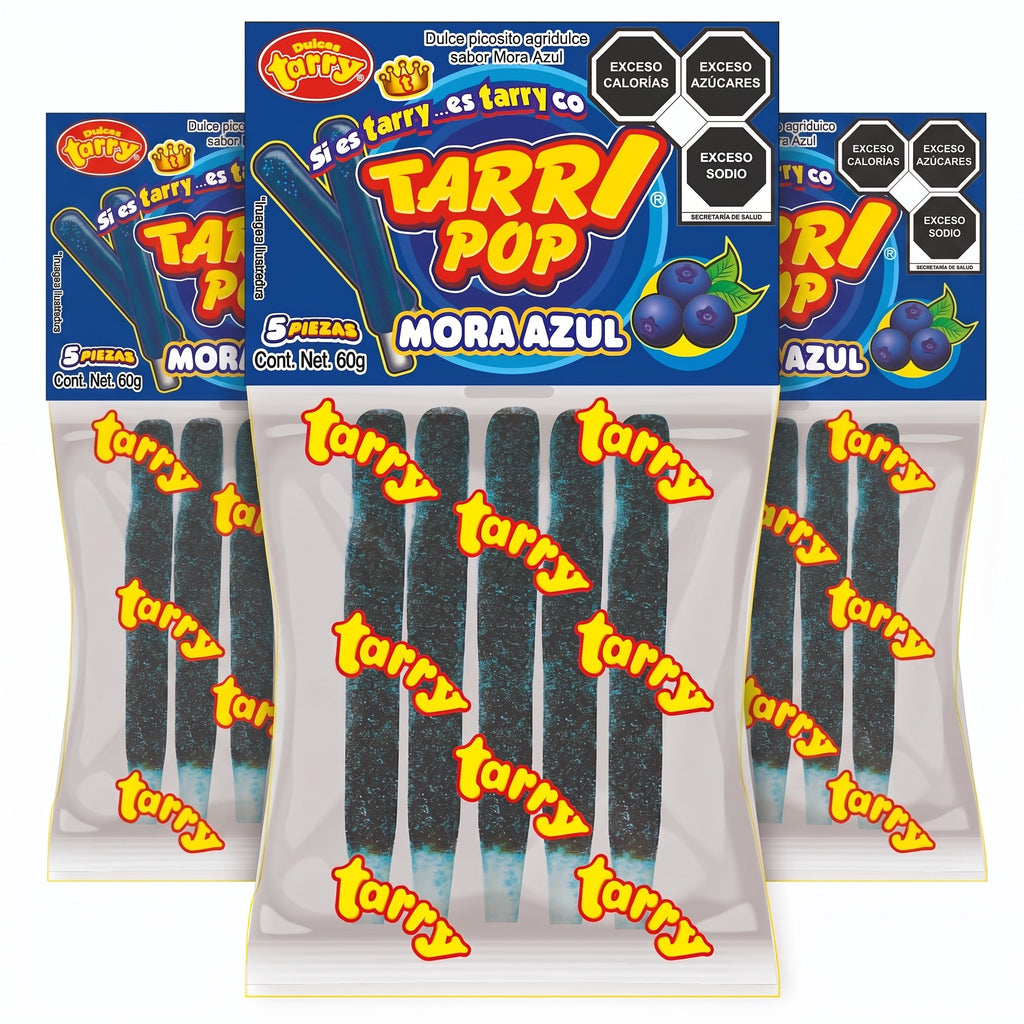 Tarry Pop Banderilla Mora Azul 3 Pack Total 15pz 180gr