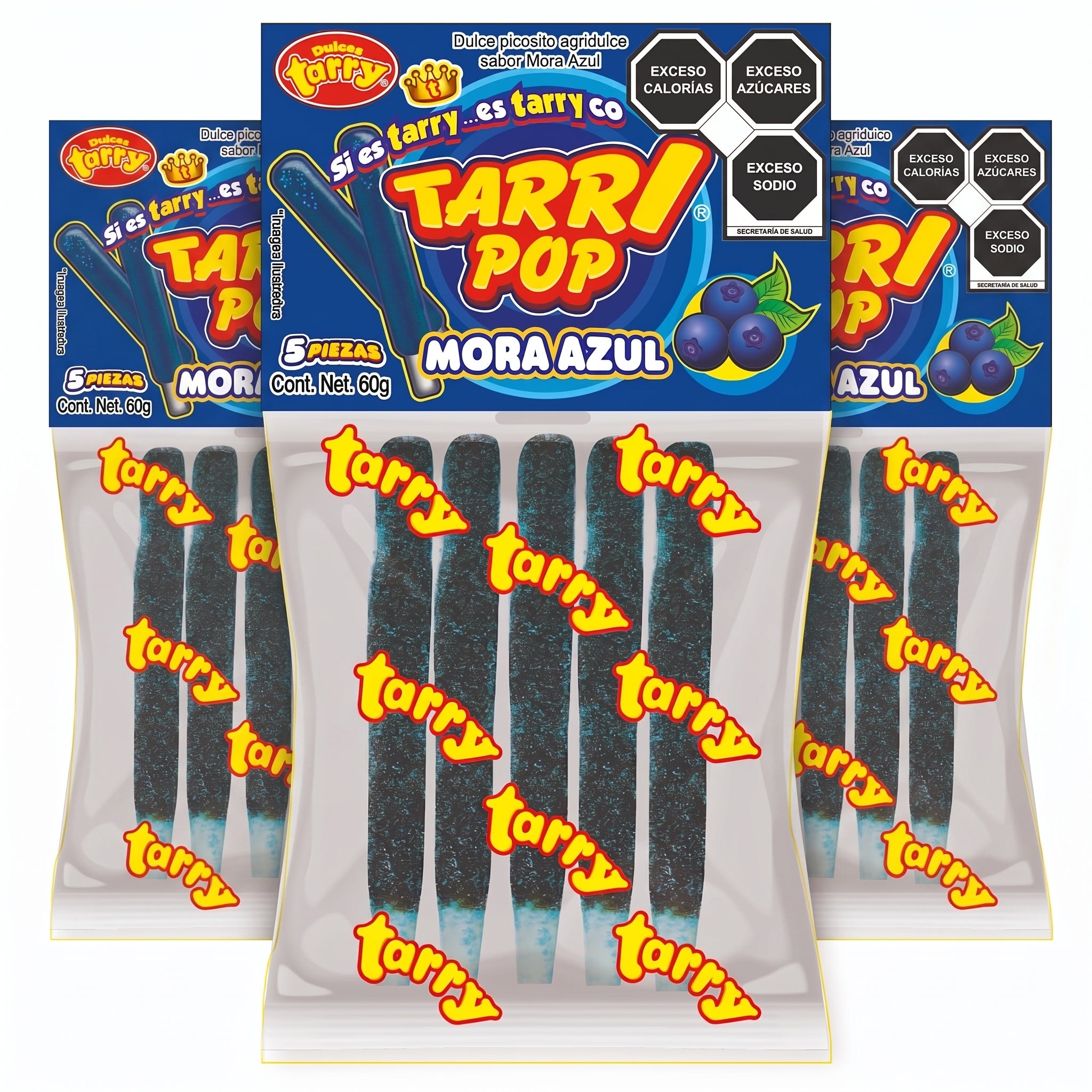 Tarry Pop Banderilla Mora Azul 3 Pack Total 15pz 180gr