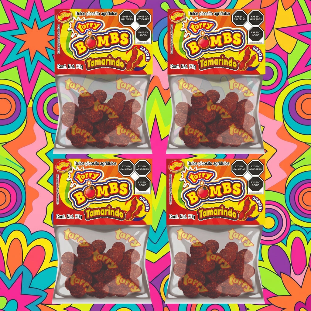 Tarry Bombs Tamarindo 4 Packs 280gr Bolitas Dulce Enchilado