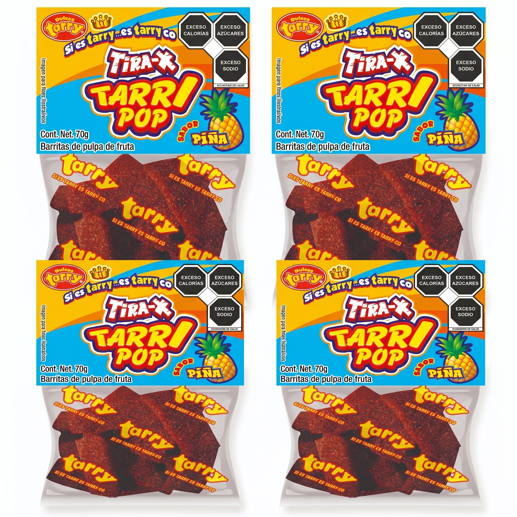 Tira-x Tarrypop Piña Chile 4 Packs 280gr