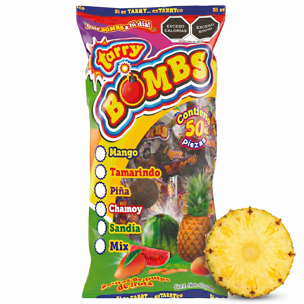 Bolsa Tarry Bombs Piña 218gr 50pz Bolitas De Chile