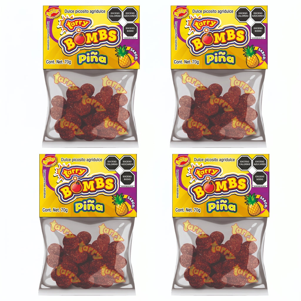 Tarry Bombs Piña 4 Packs 280gr Bolitas Dulce Enchilado