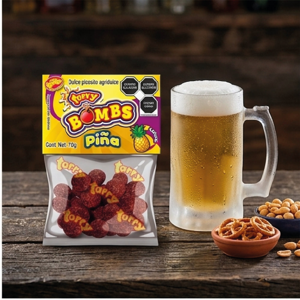 Tarry Bombs Piña 4 Packs 280gr Bolitas Dulce Enchilado