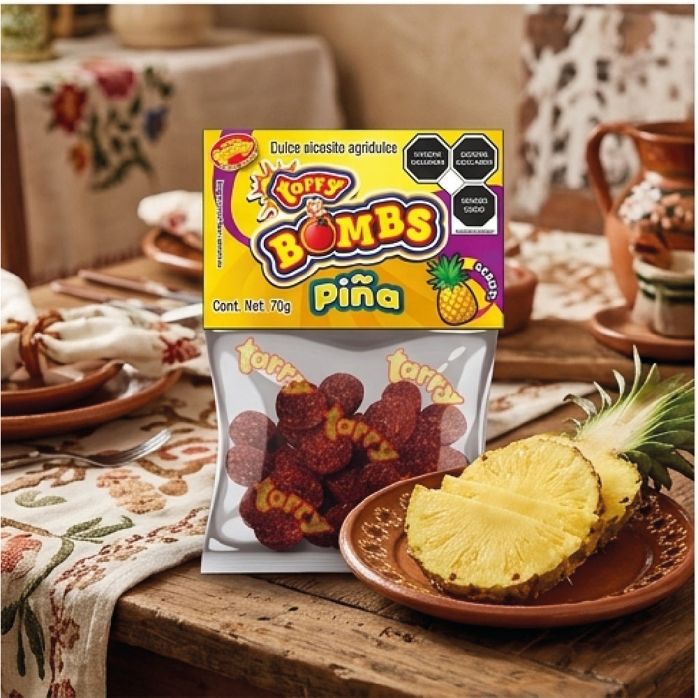 Tarry Bombs Piña 4 Packs 280gr Bolitas Dulce Enchilado