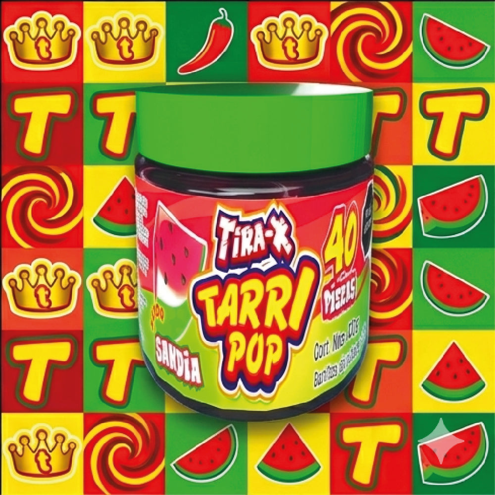Vitrolero Tira-x Tarrypop Sandía Chile 400gr 40pz