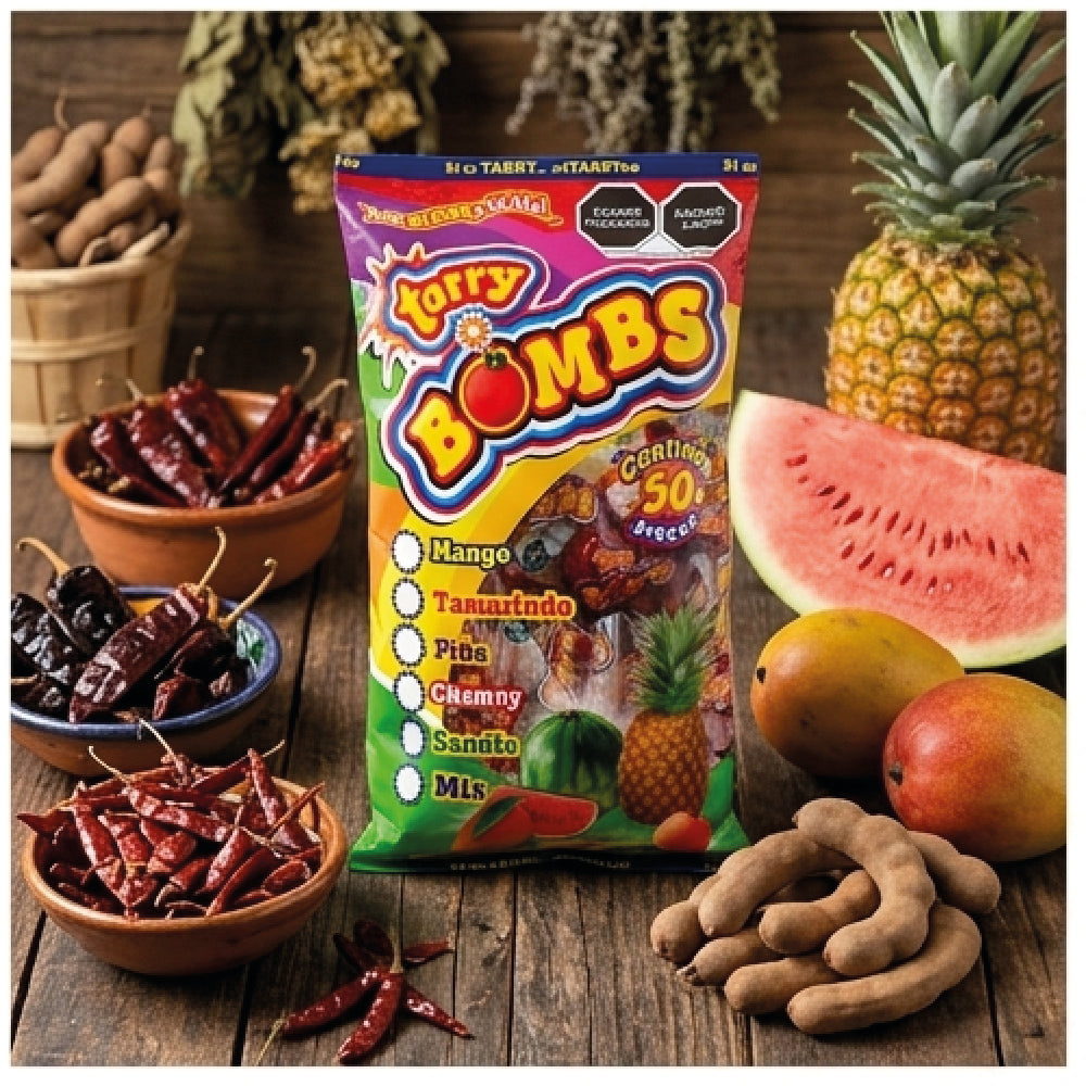 Bolsa Tarry Bombs Mango 218gr 50pz Bolitas De Chile